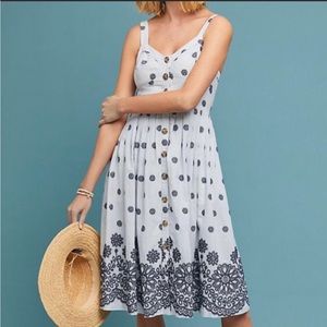 Blue striped midi dress by Anthropologie